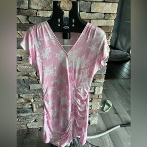NWOT Michael Kors Pink Floral Mini V-neck Dress - Size M